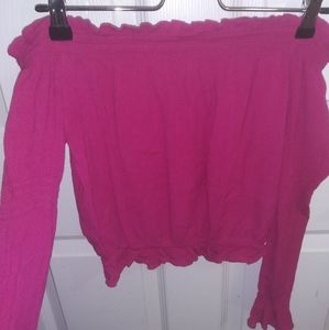 off the shoulder cropped shirt